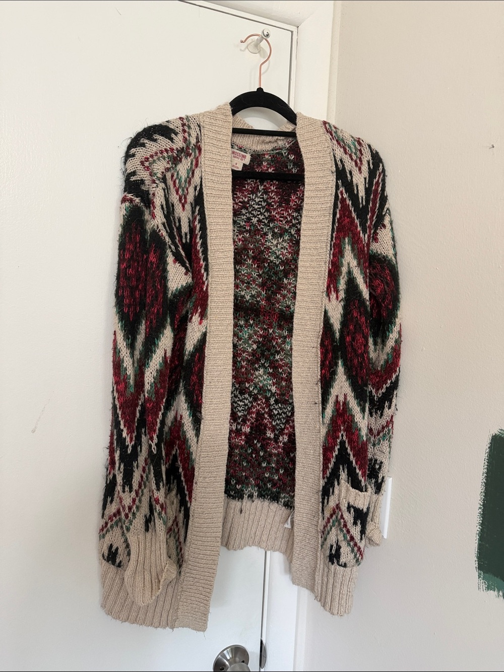 Beige Open-Front Aztec Pattern Women's Cardigan Sweater - Multicolor